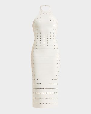 Joanne Sequined Halter Bandage Midi Dress