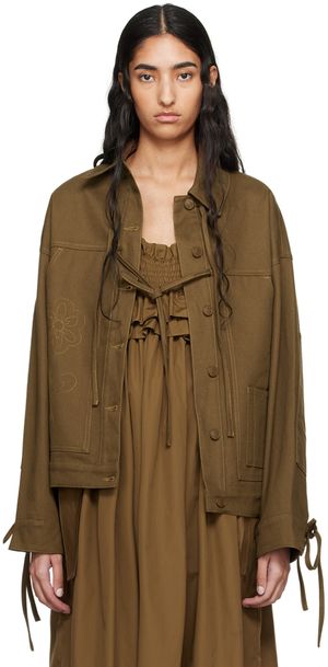 Cecilie Bahnsen Brown Olga Denim Jacket
