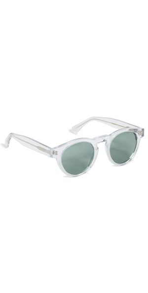 Illesteva Leonard Sunglasses Clear w/ Olive Lenses One Size