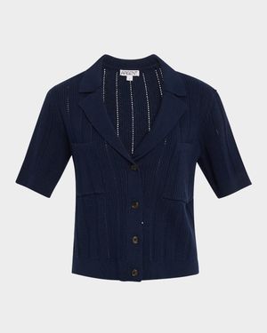 Pointelle & Ribbed Knit Top