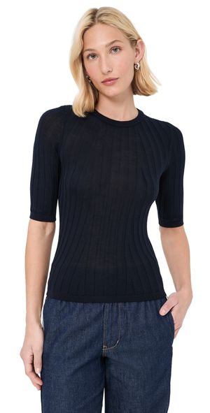 Veronica Beard Debois Knit Tee Navy L