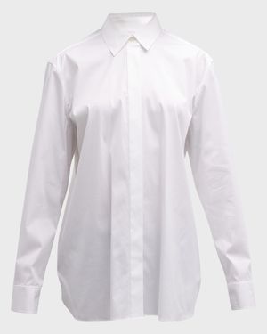 Classic Button-Front Boyfriend Shirt
