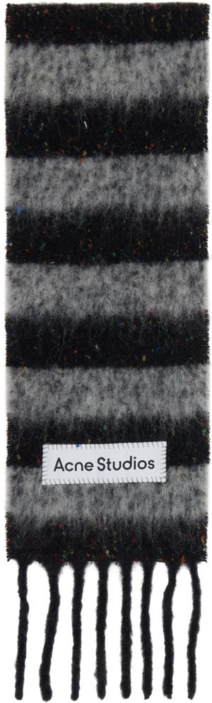 Acne Studios Écharpe noir et gris à rayures