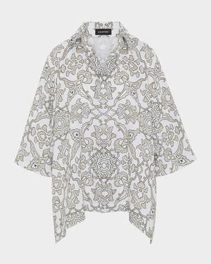 Wide Short-Sleeve Shirt With Collar (Mid Plus Length)