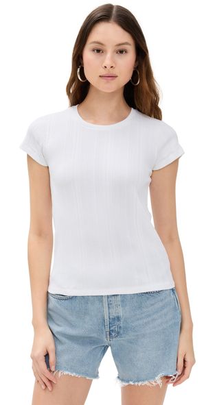 RE/DONE Varigated 60s Slim Tee Optic White L