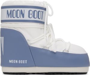 Moon Boot White & Blue Icon Low Nylon Boots