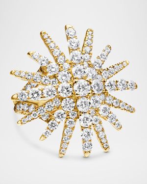 Starburst Ring with Diamonds in 18K Gold, 28mm