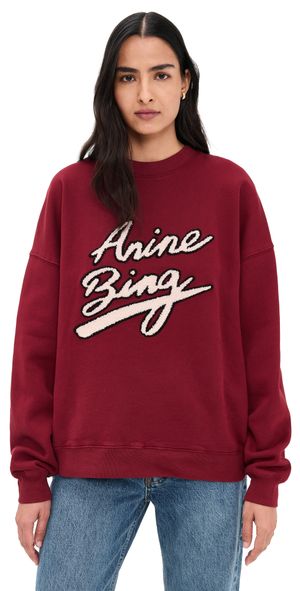ANINE BING Miles Chenille Signature Sweatshirt Cabernet S