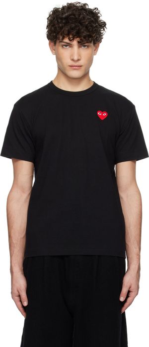 COMME des GARÇONS PLAY T-shirt noir à écusson à logo rouge