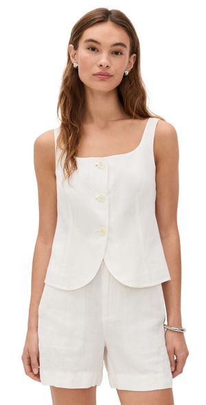 Alex Mill Luna Vest In Linen Off White XL