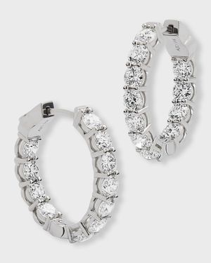 18K White Gold Diamond Small Hoop Earrings, 4.51tcw, 0.8"L