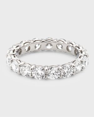 Platinum Round Diamond Eternity Ring, Size 6 3/4, 3.57tcw