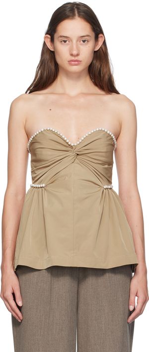 Kika Vargas Beige Hebe Top