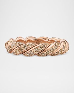 Sculpted Cable Flex Band Ring with Diamonds in 18K Rose Gold, 5mm