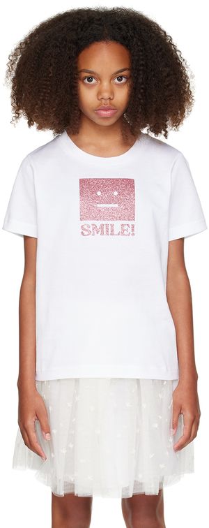 Acne Studios Enfant | T-shirt blanc à logo scintillant