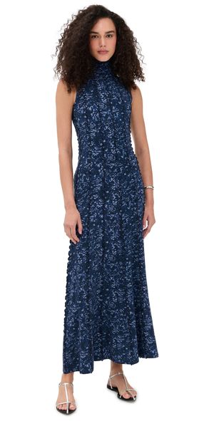 Proenza Schouler White Label Valentina Dress in Printed Jersey Navy/Slate M
