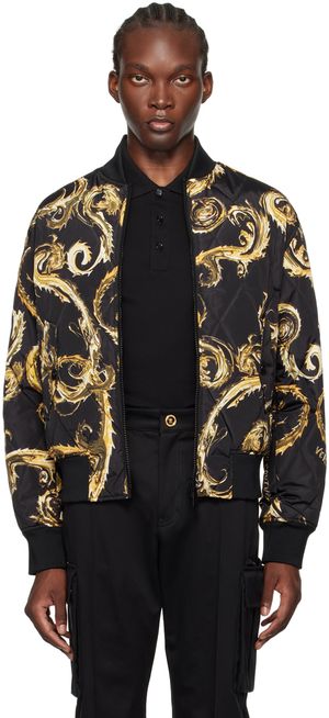 Versace Jeans Couture Black Chromo Couture Reversible Bomber Jacket