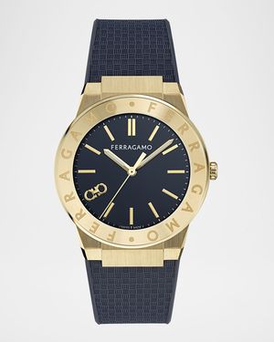 Ferragamo Sapphire Logo 41mm IP Yellow Gold Recycled PU Watch