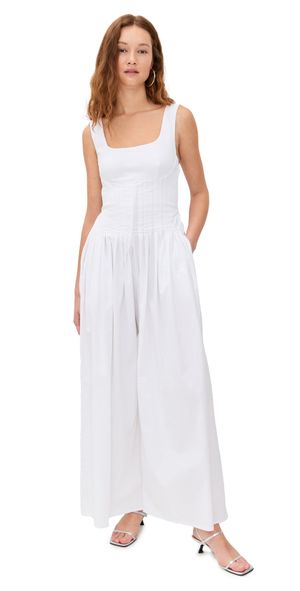 Line & Dot Abbott Pleated Jumpsuit White XS