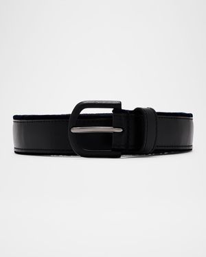 Men's Velvet-Trim Leather Belt