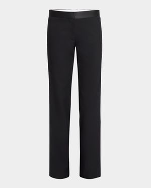 Mid-Rise Side Panel Straight-Leg Trousers