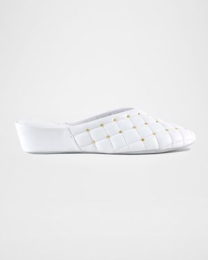Quilted Leather Studded Slippers