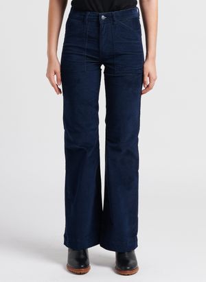 Acquaverde - Pantalon évasé en coton mélangé - Taille 30 - Bleu