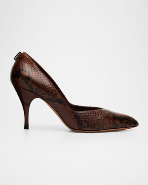 Python-Printed Leather Pumps