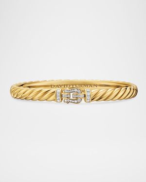 Sculpted Cable Buckle Bracelet with Diamonds in 18K Gold, 6mm