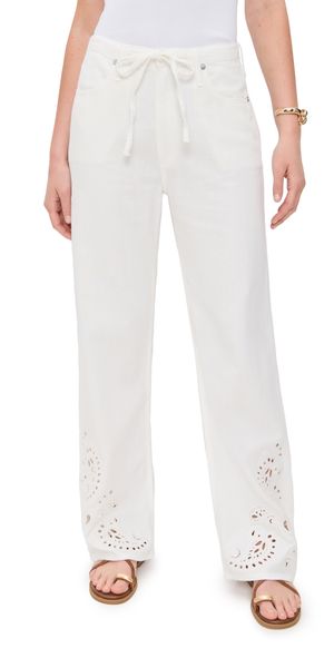 rag & bone Ultra Featherweight Phoebe Drawstring Jeans White Eyelet L