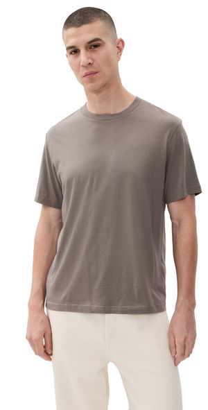 FRAME Short Sleeve Light Cotton Tee Smoky Mocha M