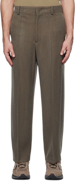 YLÈVE Brown Wool & Rayon Twill Trousers