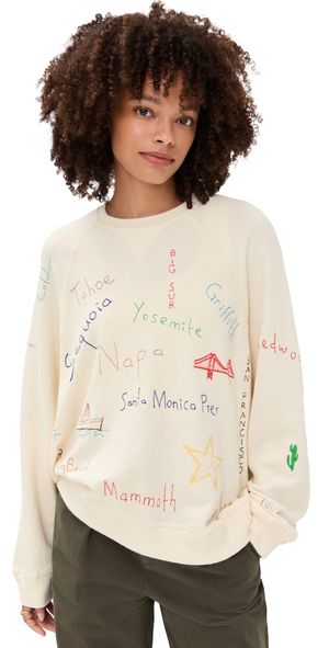 THE GREAT. The Slouch Sweatshirt with Golden State Embroidery Washed White 3