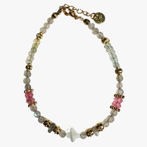 Ginandger - Bracelet labradorite, nacre, topaze rose - Taille Unique - Bleu