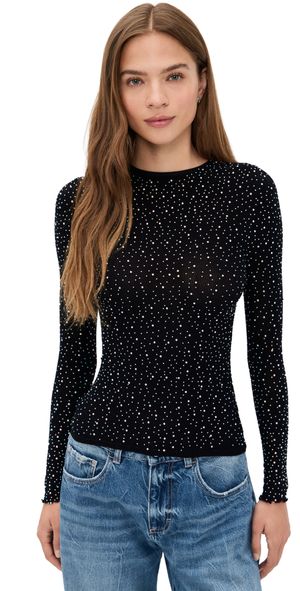 Free People Night Sky Long Sleeve Tee Black M/L