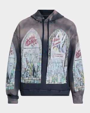 Men's Motley Hooded Pullover in Distressed Cotton