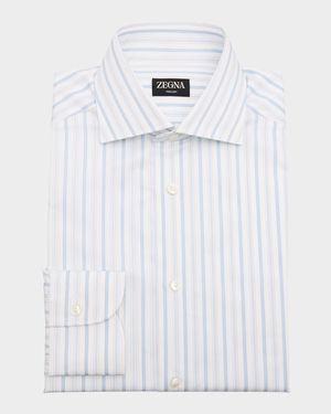Men's Multi-Stripe Trecapi Cotton Dress Shirt