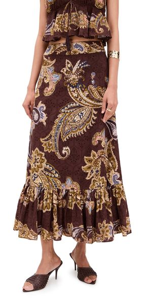 Hemant and Nandita A-Line Ankle Length Skirt Brown XXS