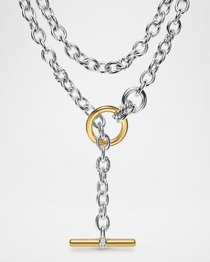 Mercer Double Row Toggle Necklace with Diamonds in Silver and 18K Gold, 5mm
