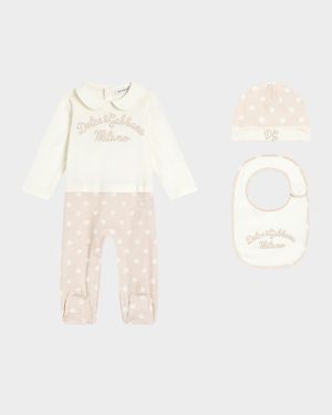 Girl's 3-Piece Jersey Gift Set, Size 0M-6M