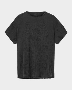 Men's Framed Rose Raw-Edge Slub Cotton T-Shirt