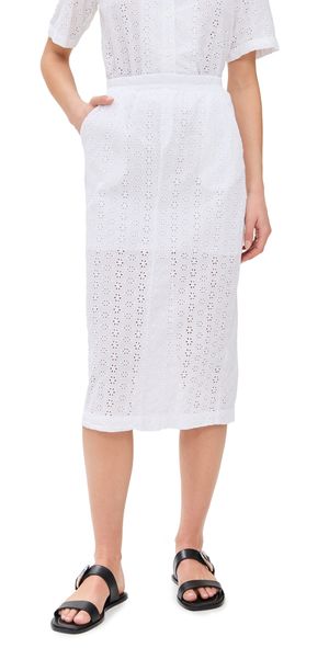 Stateside Eyelet Midi Skirt White XL