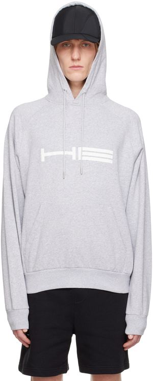 HELIOT EMIL Gray Cracked Print Hoodie