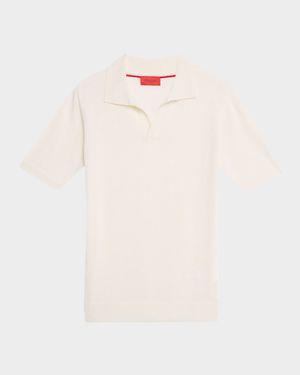 Men's Cashmere and Silk Johnny-Collar Polo Sweater