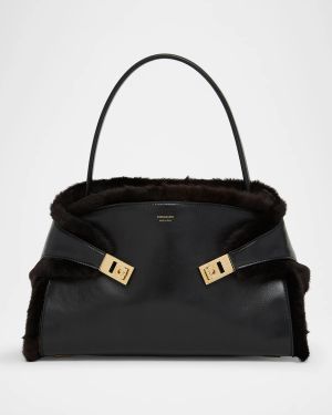 Hug Leather & Shearling Shoulder Bag