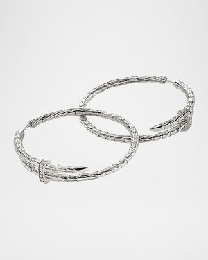 Sterling Silver Diamond Spear Hoop Earrings