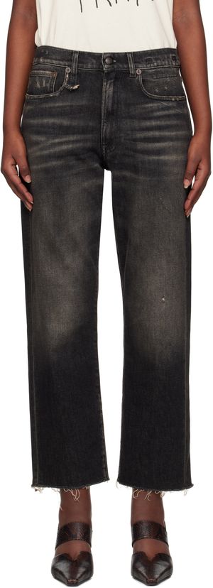 R13 Black Straight-Leg Boyfriend Jeans