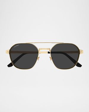 Men's Double-Bridge Metal Aviator Sunglasses