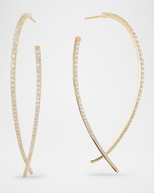 Large Front-Back Upside Down Diamond Hoop Earrings