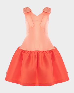 Girl's Sleeveless Two-Tone Satin Dress, Size 3T-12